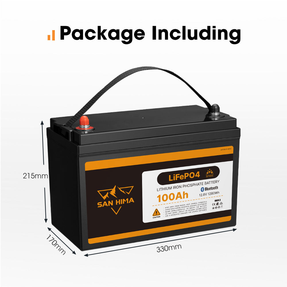 San Hima 12V 100Ah Lithium Iron Phosphate Battery LiFePO4 w/ Self-heat