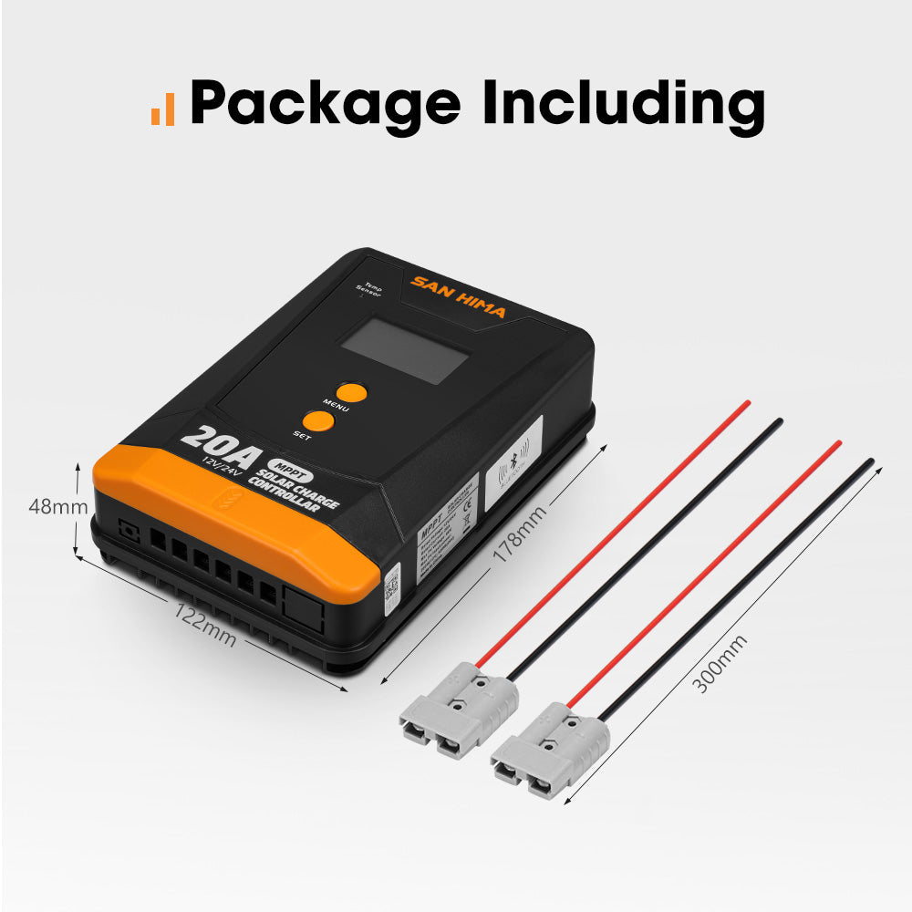 San Hima 20A MPPT Solar Charge Controller 12V 24V With Bluetooth LCD Display