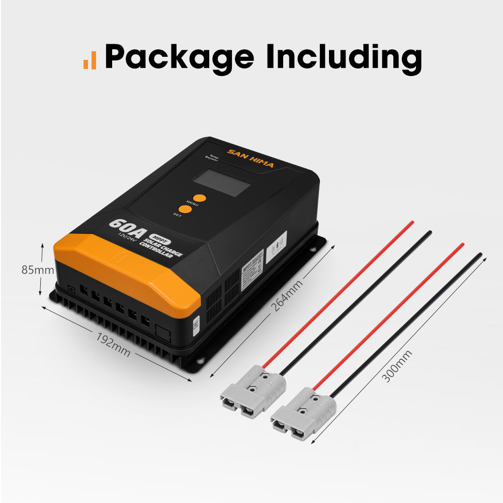 San Hima 60A MPPT Solar Charge Controller 12V 24V With Bluetooth LCD Display