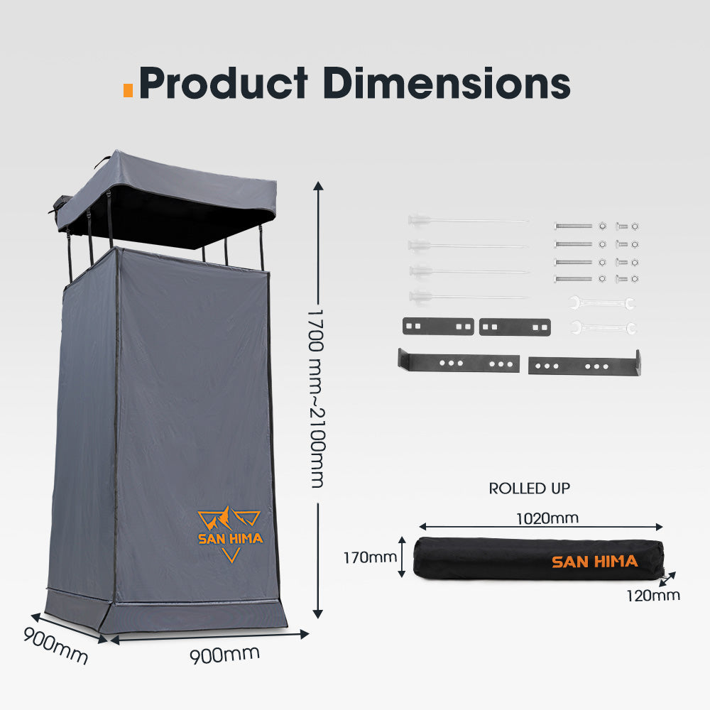 San Hima Awning Shower Tent Fold-Out Instant Ensuite Built-in LED Camping Change