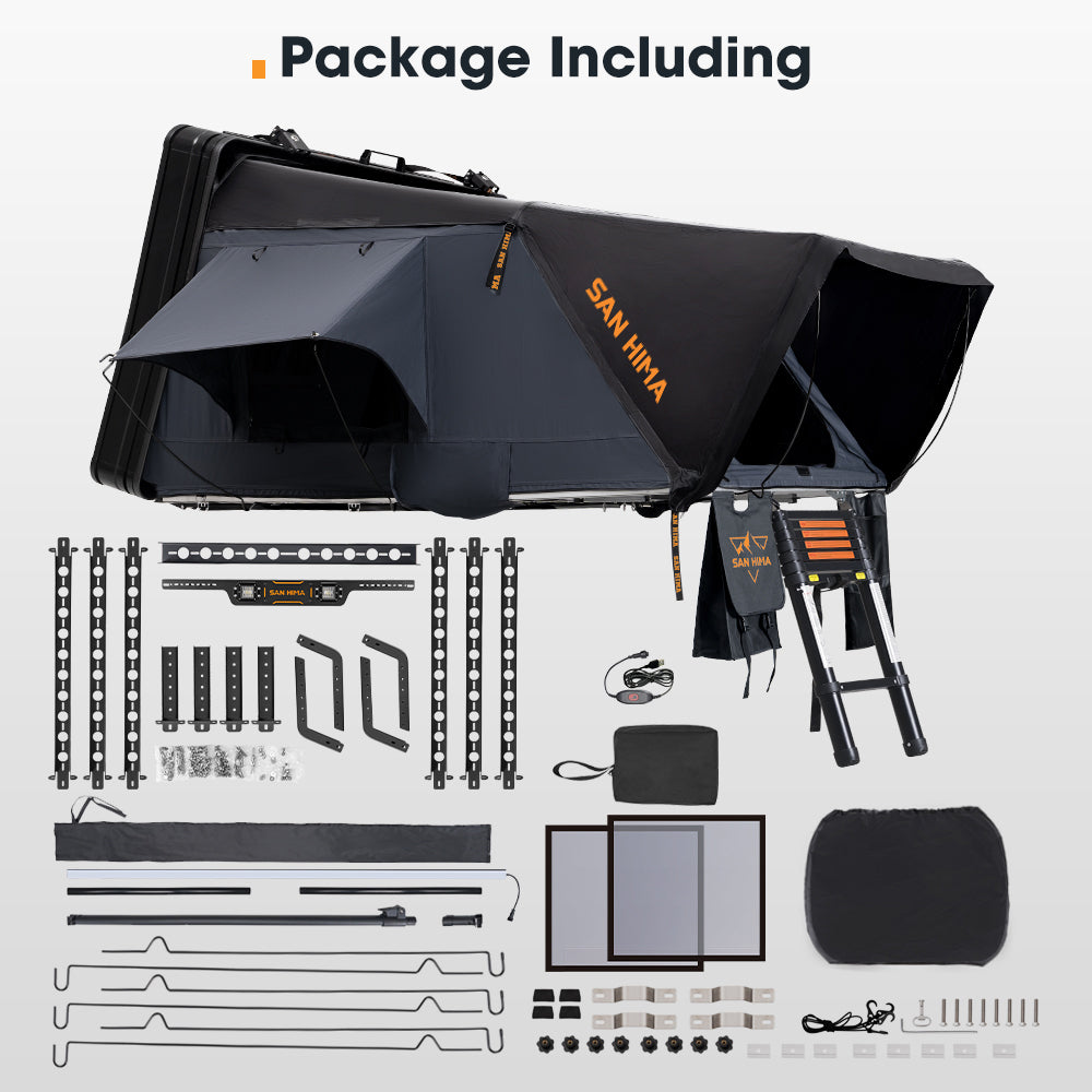 San Hima Jervis Pro Rooftop Tent Hardshell Side Opening+Universal Ute Tub Rack