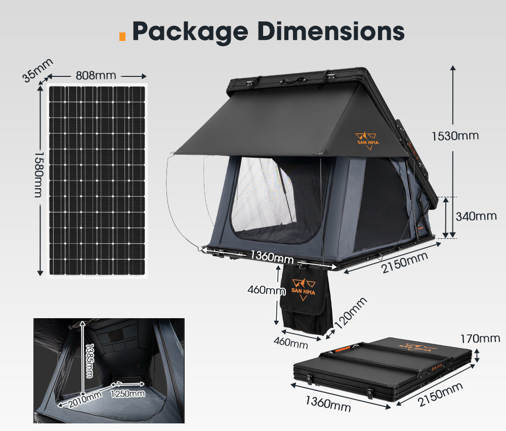 San Hima Kalbarri X Rooftop Tent Hardshell With Ladder 4x4 + 250W Solar Panel