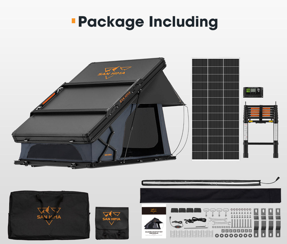 San Hima Kalbarri X Rooftop Tent Hardshell With Ladder 4x4 + 200W Solar Panel