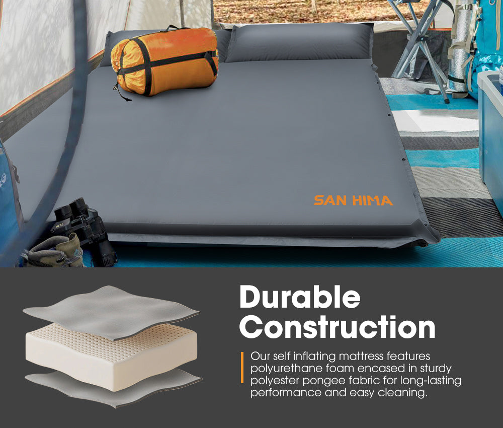 San Hima Self Inflating Mattress 10cm Camping Sleeping Mat Outdoor Air Bed Double