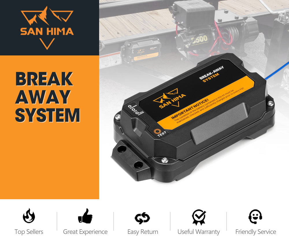 San Hima 12V Break Away System with Battery & Switch Electric Trailer Breakaway