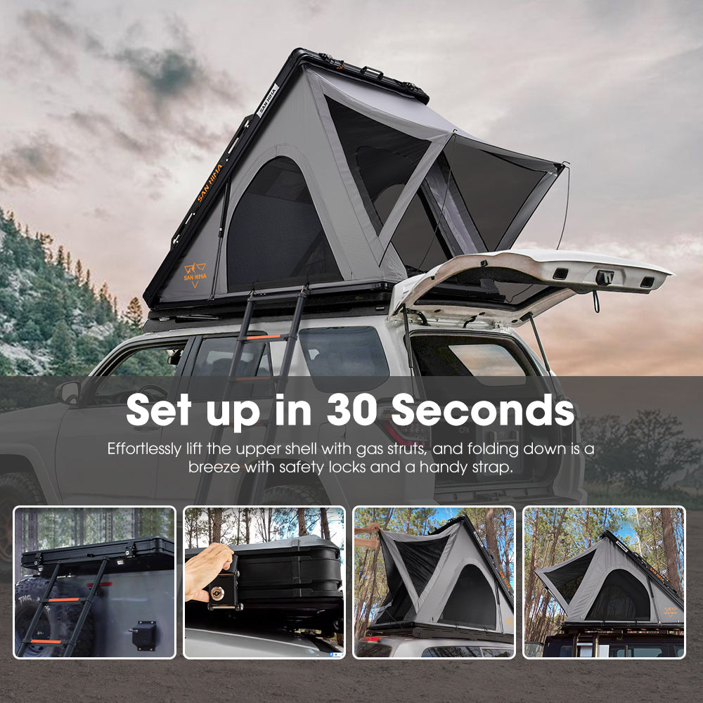 San Hima Kalbarri Roof Top Tent Hardshell With Roof Rack + 130W Solar Panel