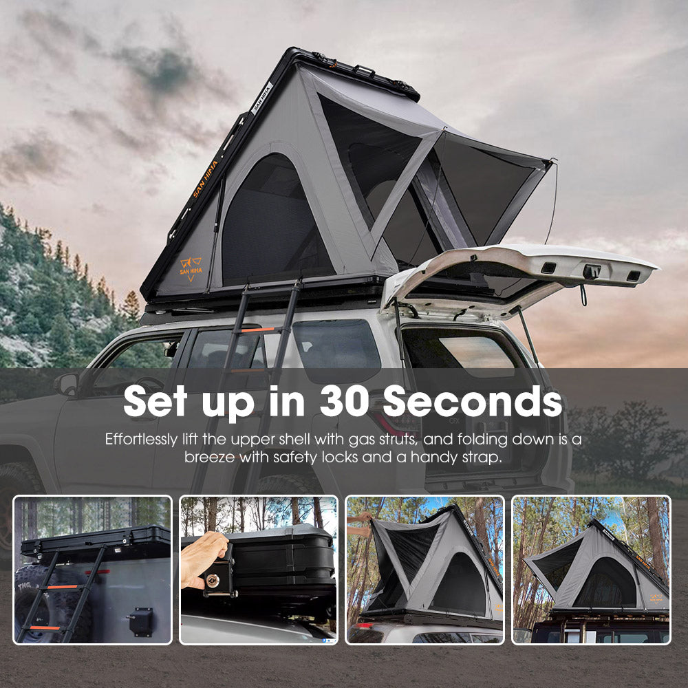 San Hima Kalbarri Roof Top Tent Hardshell With Roof Rack + 200W Solar Panel