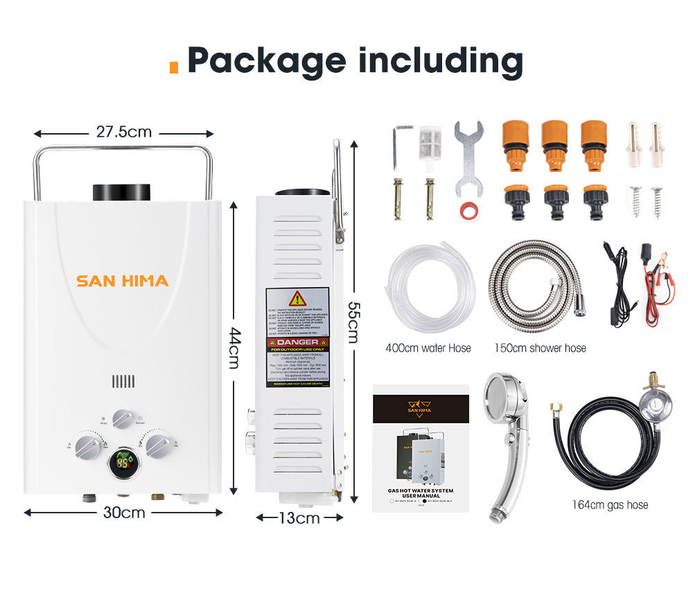 SAN HIMA Portable Gas Hot Water Heater System 8L