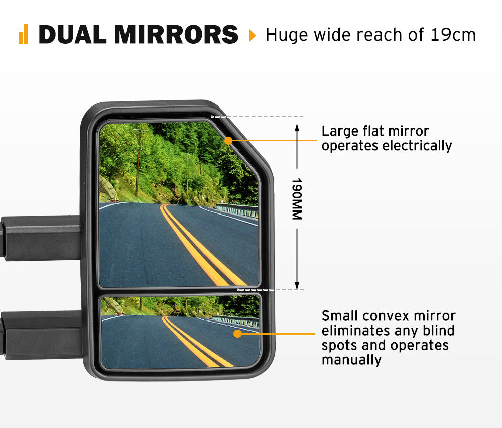 SAN HIMA Pair Extendable Towing Mirrors Gen2 for Isuzu D-MAX MY2012-MY2019 with Indicator