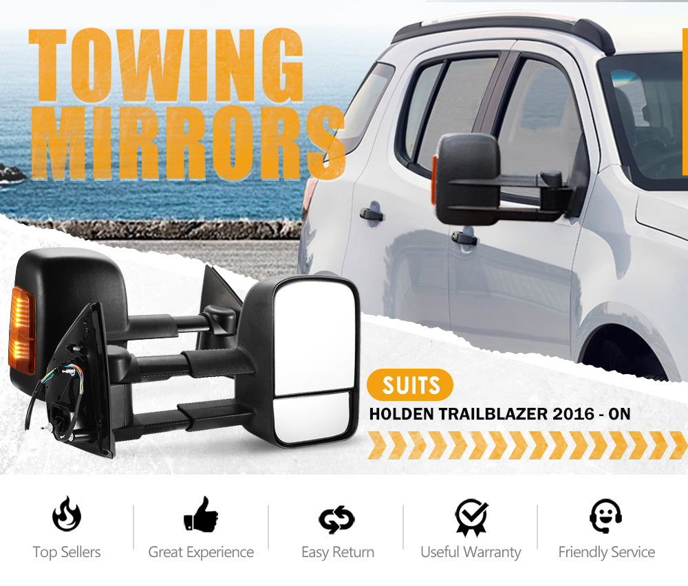 SAN HIMA Pair Extendable Towing Mirrors Gen1 for Holden Trailblazer 2016-Current