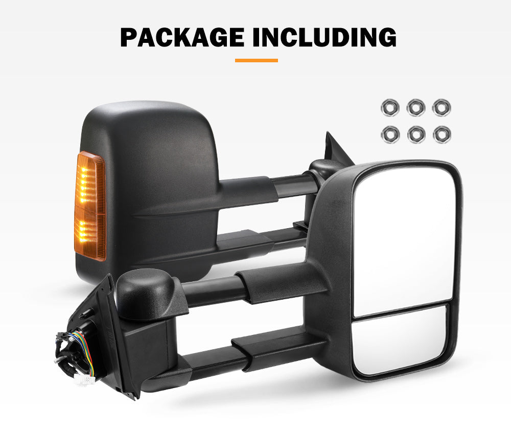 SAN HIMA Extendable Towing Mirrors Gen1 for Nissan Navara D23 NP300 2015-Current Black