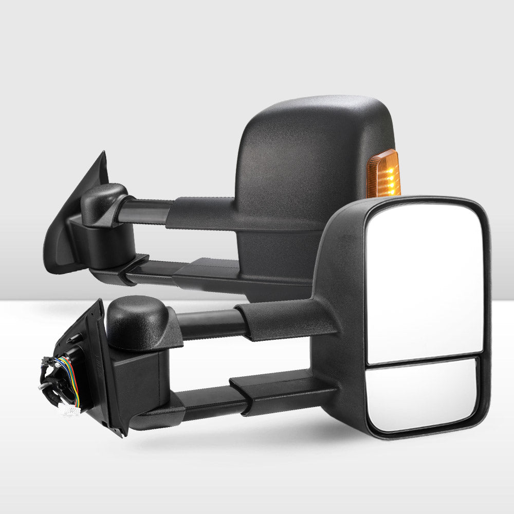 SAN HIMA Extendable Towing Mirrors Gen1 for Nissan Navara D23 NP300 2015-Current Black