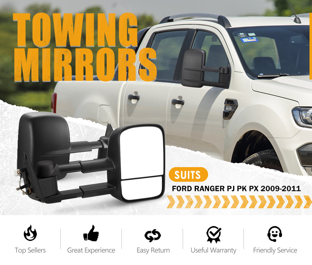 San Hima Pair Extendable Towing Mirrors Gen1 Fit Ford Ranger 2009-2011